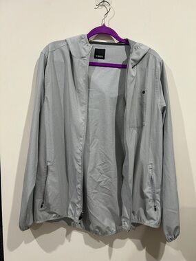 Vuori Light Gray Hooded Zip Jacket